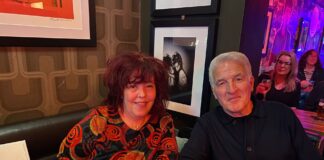 Melissa Blease, journalist and Francesco Mellina the photographer at Cafe Tabac