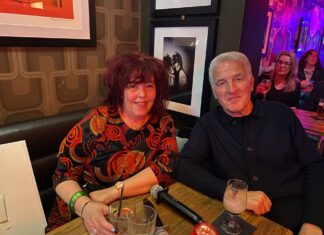 Melissa Blease, journalist and Francesco Mellina the photographer at Cafe Tabac