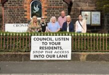 Photo of Cronton Action Group outside Cronton Methodist Church Copyright: Roxane Petrou
