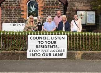 “We can’t give up the fight” Cronton Action Group on proposed housing developments Photo of Cronton Action Group outside Cronton Methodist Church Copyright: Roxane Petrou