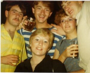 A vintage photo of five young people enjoying a night out in the Chelsea Reach nightclub