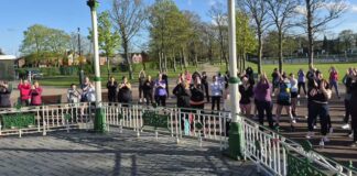 Women warming up for the run club