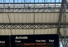Heatwave causes train chaos across Liverpool as speed restrictions introduced National Rail announcement at Lime Street Station, Liverpool