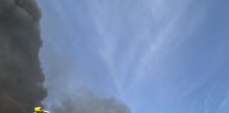 Black smoke after fire over Widnes