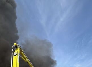 Black smoke after fire over Widnes